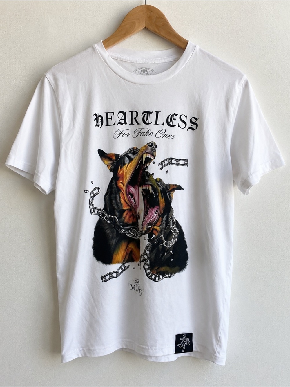 Muerte Hustle Daily Fearless For Fake Ones Graphic T-Shirt White Size S